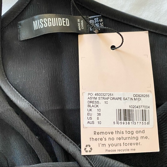 NWT Missguided Asymmetrical Strap Satin Dress - Picture 5 of 5
